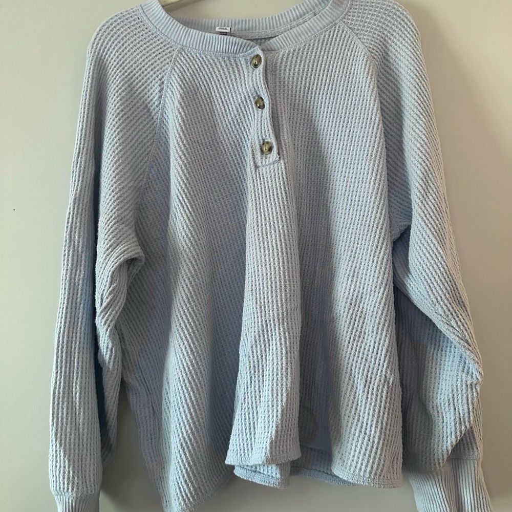 old navy light blue henley sweater